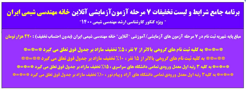 آزمون های آزمایشی کنکور ارشد مهندسی شیمی آنلاین
