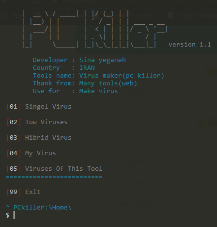 GitHub - sina-yeganeh/pc-killer: One tool hacking for make virus