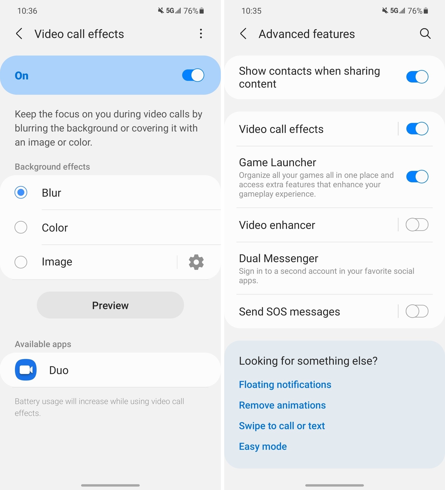 فعال کردن افکت های تماس تصویری در One UI 3.1
