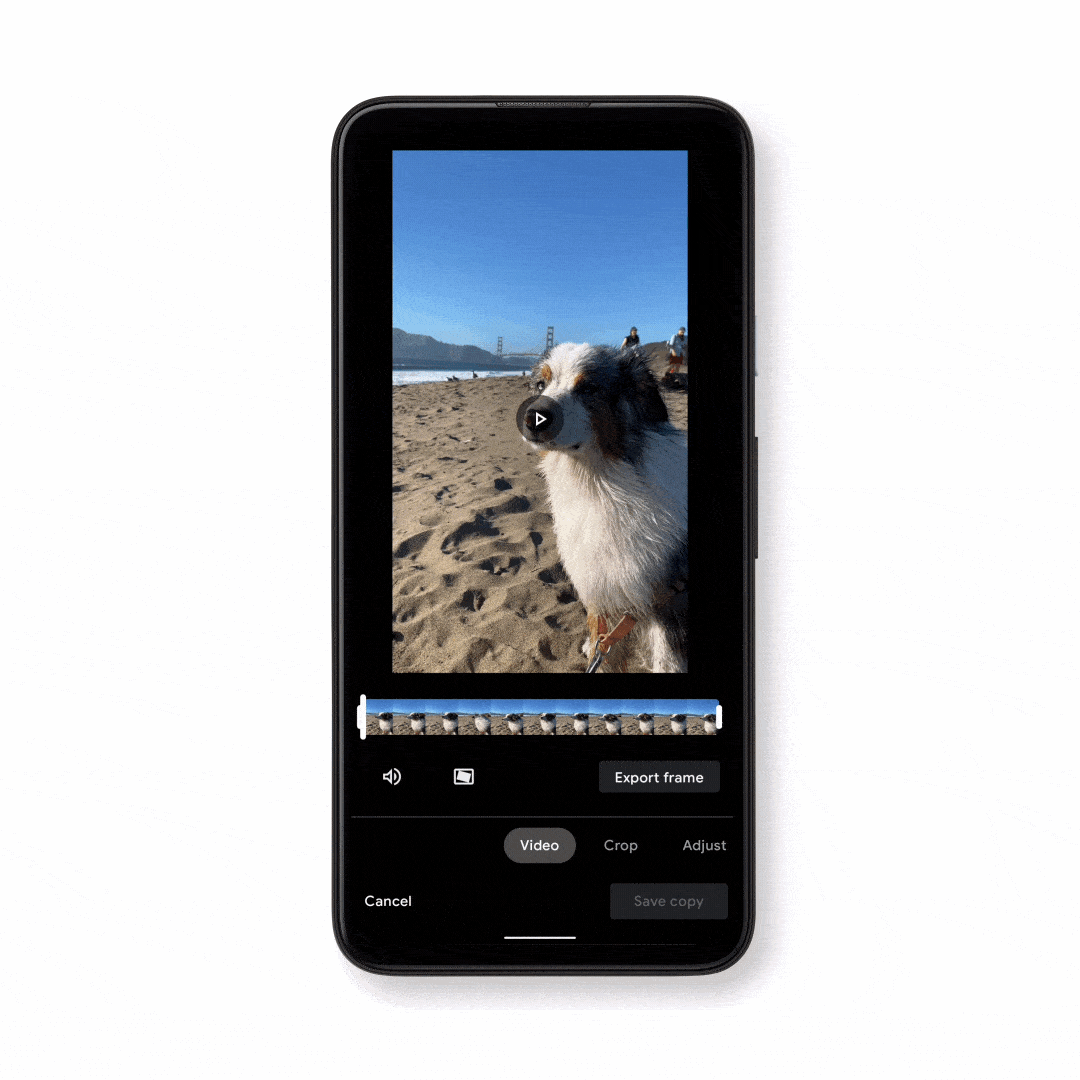 ویرایشگر ویدیویی برای برنامه گوگل photos