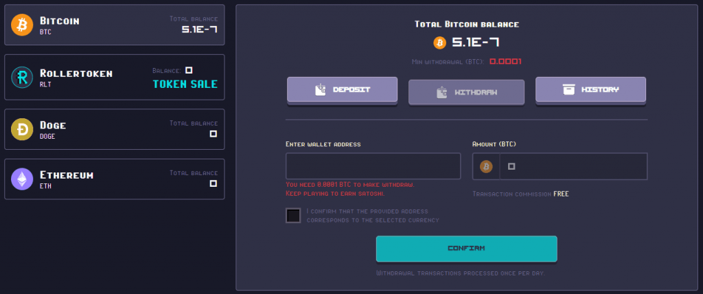 کسب درامد با بازی کردن در RollerCoin برداشت